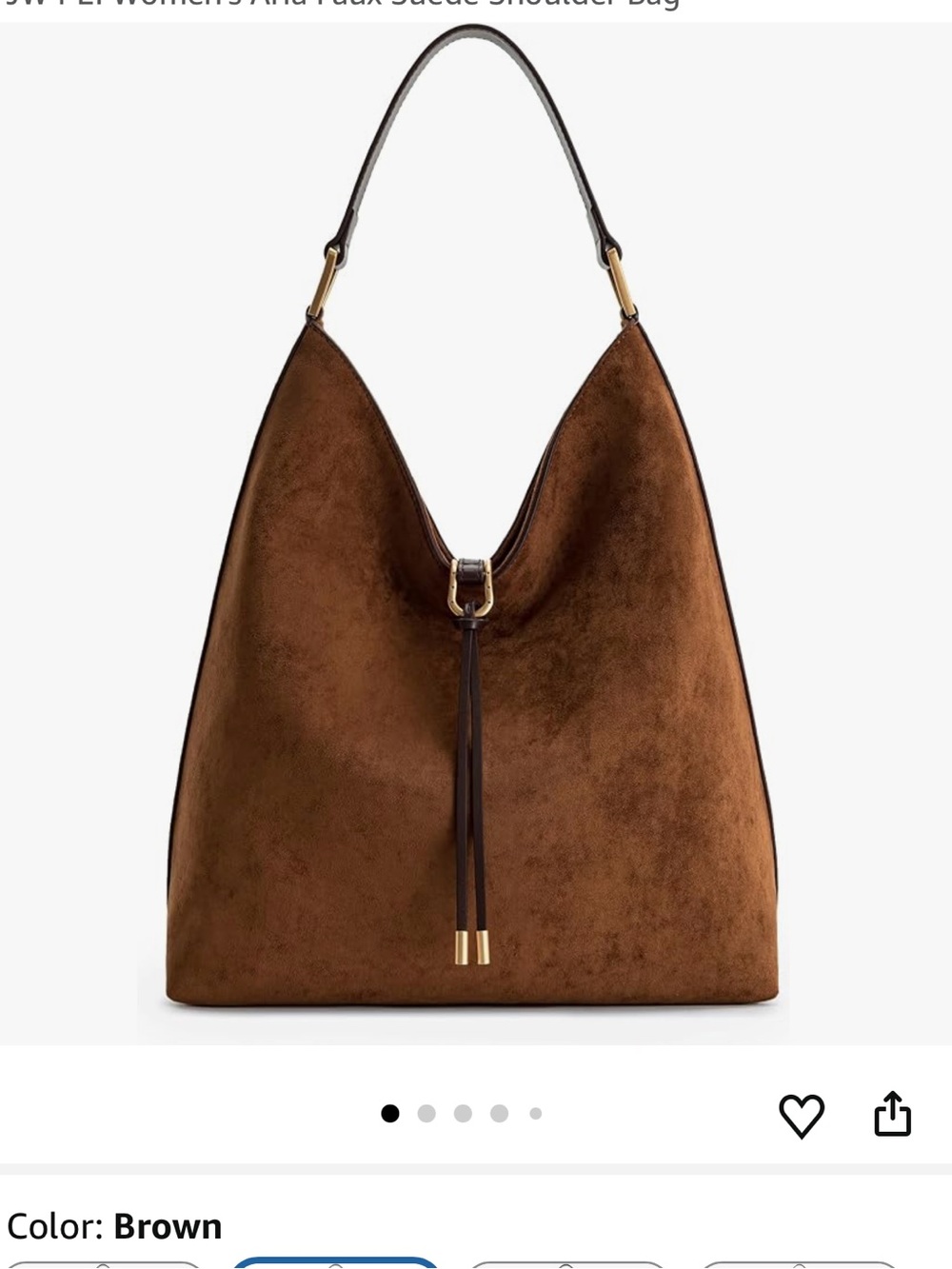 JW PEI Brown Suede-Effect Hobo Bag with Gold Hardware
